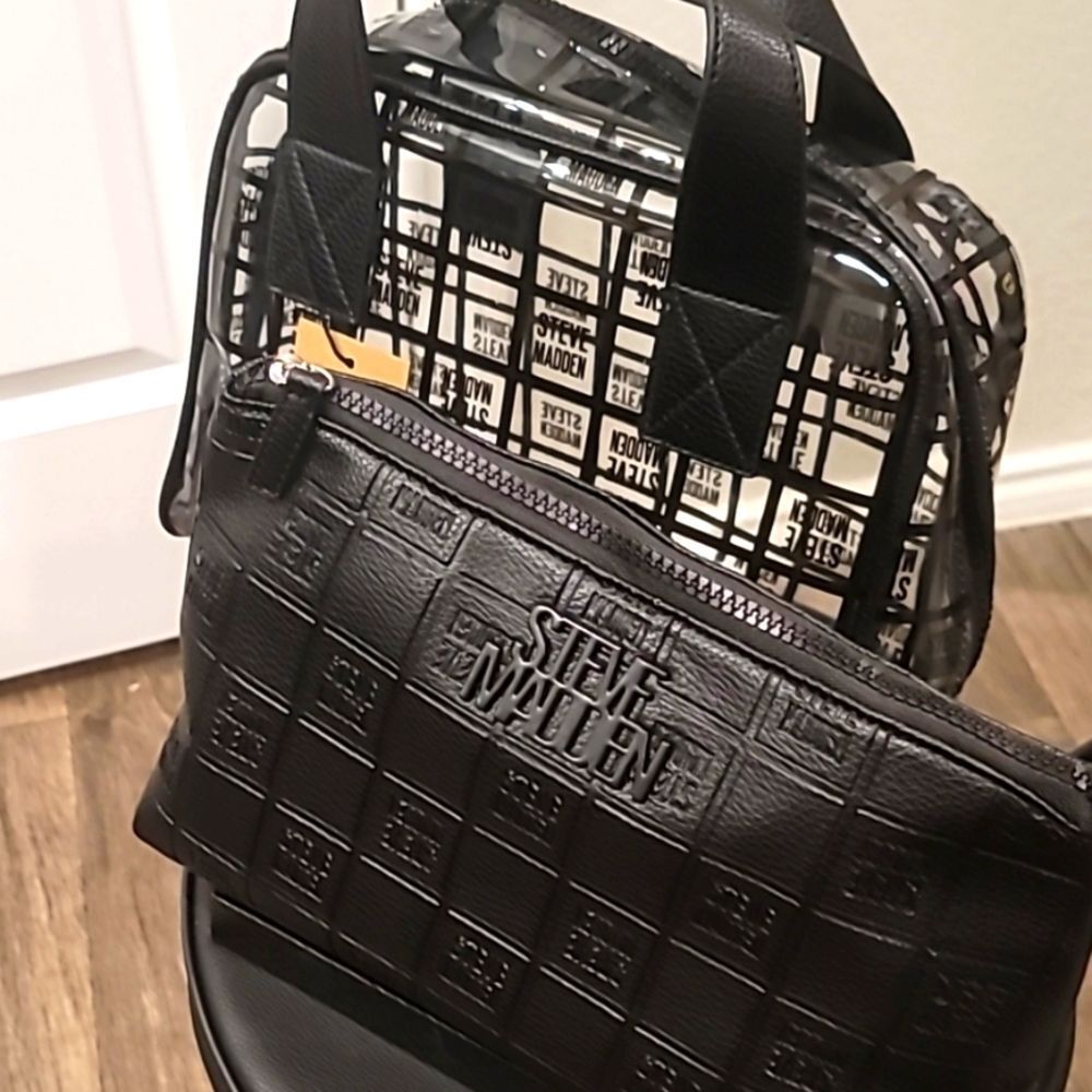 Steve Madden Block Logo Solid & Clear Cosmetic Case - Picture 4 of 9
